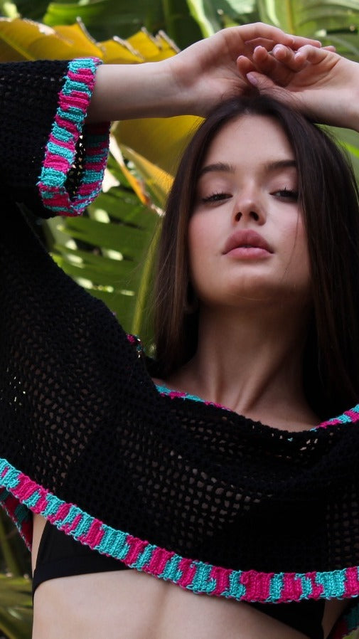 Moonstruck top in Fuchsia and Turquoise
