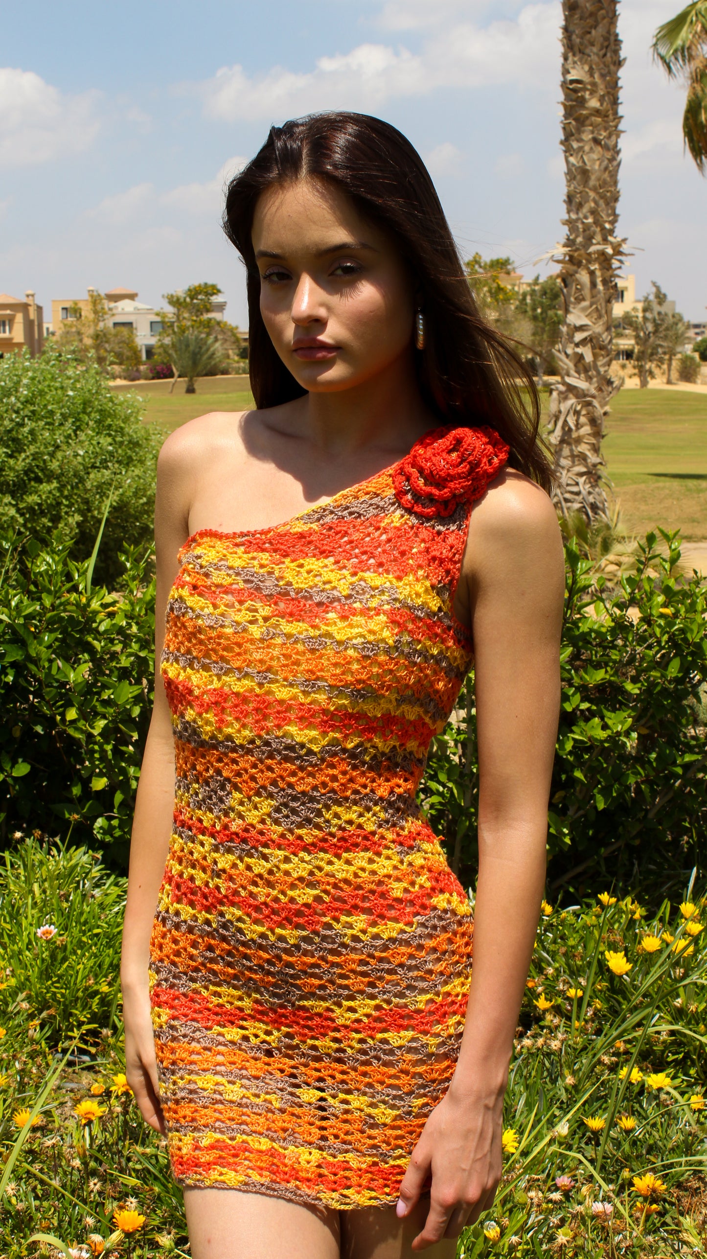 Citrus Sizzle one shoulder dress